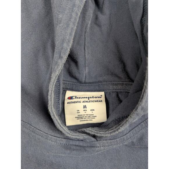 Champion Hoodie Men Medium Blue Athleisure Lightweight Logo Pullover Sweatshirt - Picture 2 of 6